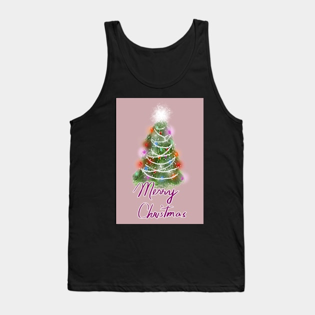 An old fashioned Christmas Tree Greeting Card Tank Top by designs-by-ann